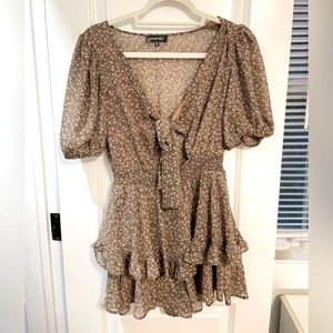 Brown floral ruffle romper